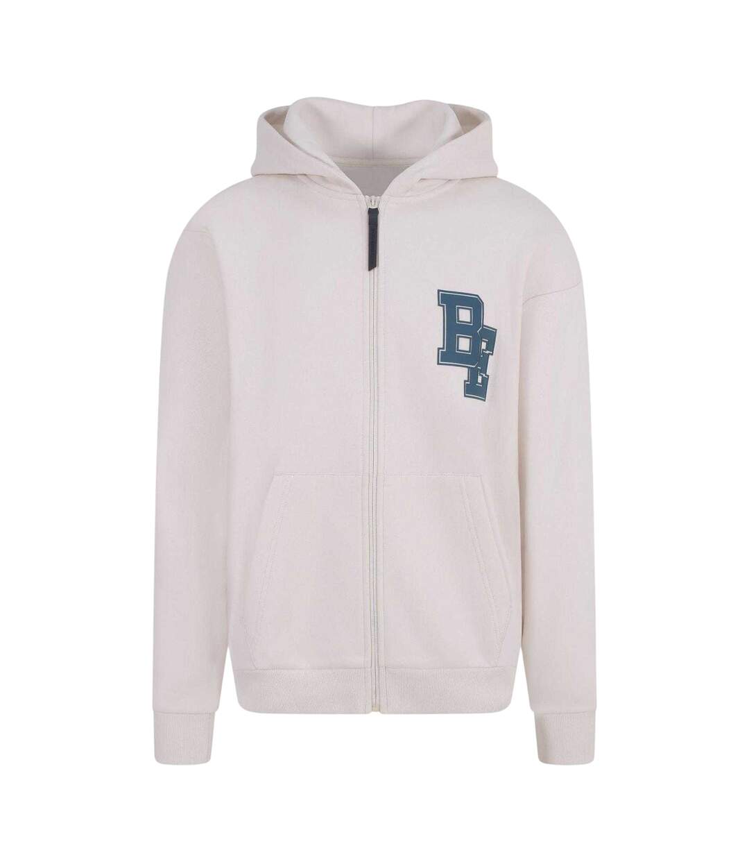 Mens Collegiate Full Zip Hoodie Bone Blank Essentials-1