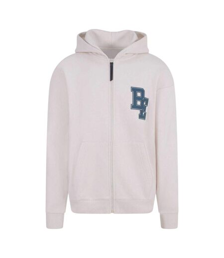 Mens Collegiate Full Zip Hoodie Bone Blank Essentials
