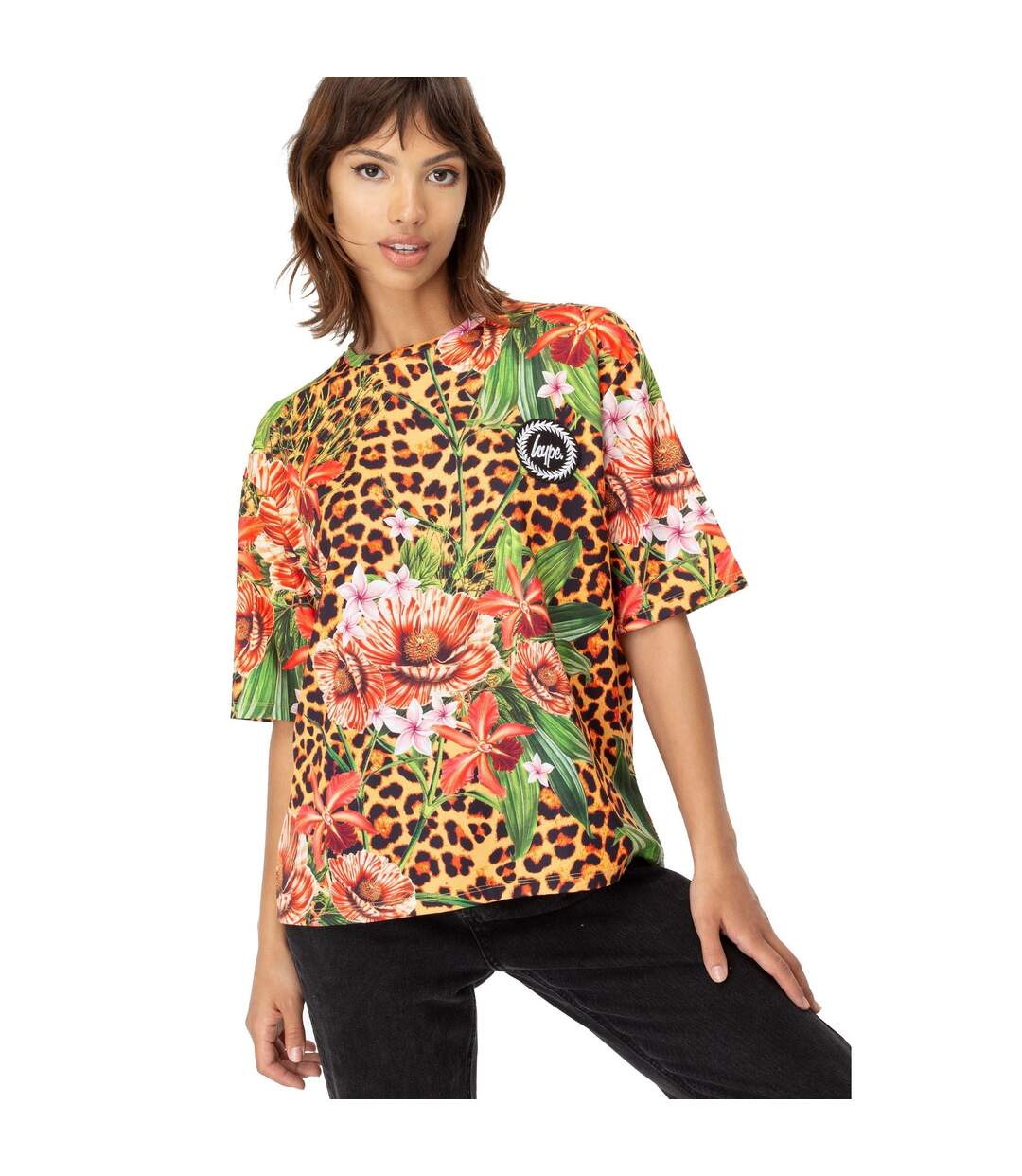 T-shirt jungle femme orange Hype-1