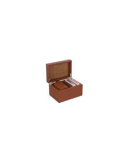 Boîte Jeux de Cartes Ezra 17cm Cognac