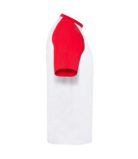 T-shirt Adulte Blanc Rouge Fruit Of The Loom