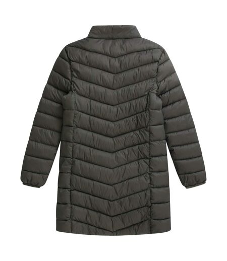 Womens/ladies Frankie Longline Padded Jacket Dark Khaki Animal