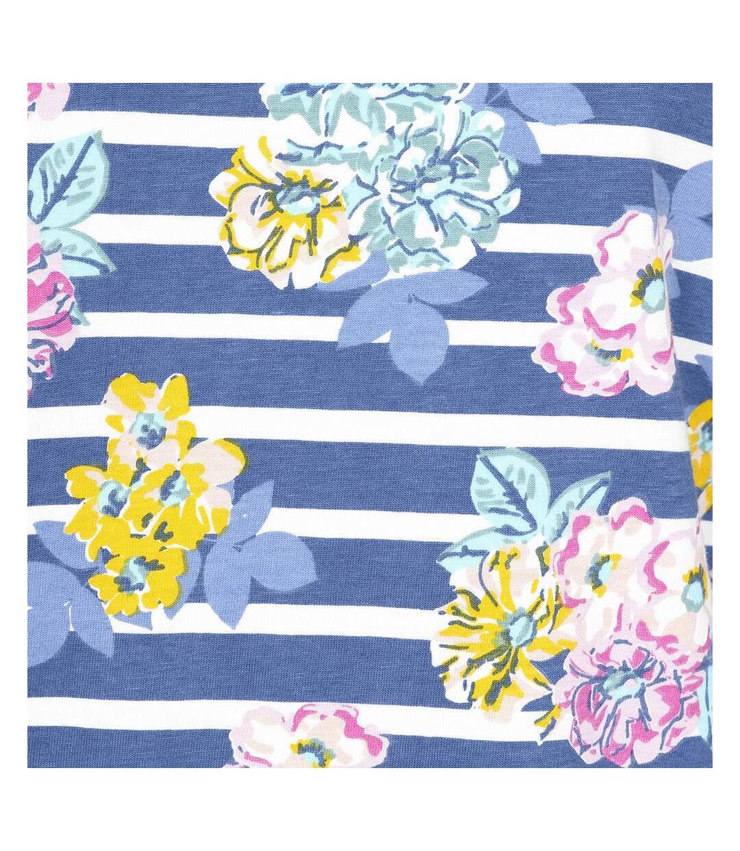 Womens/ladies Printed Breton Top Blue Lazy Jacks-4