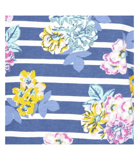 Womens/ladies Printed Breton Top Blue Lazy Jacks