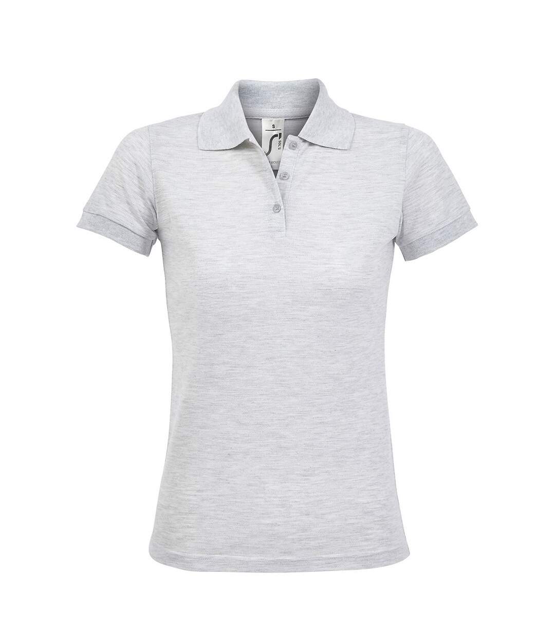 Polo manches courtes prime femme gris clair chiné SOLS