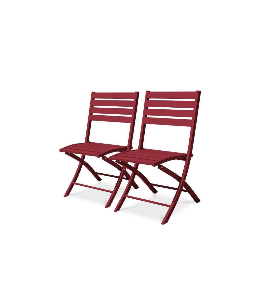Lot de 2 Chaises de Jardin Pliantes Marius 82cm Rouge Carmin-2
