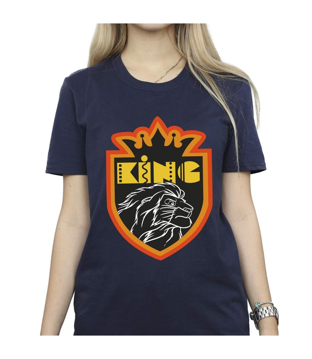 Disney Womens/Ladies The Lion King Crest Cotton Boyfriend T-Shirt (Bleu marine) - UTBI29450-3