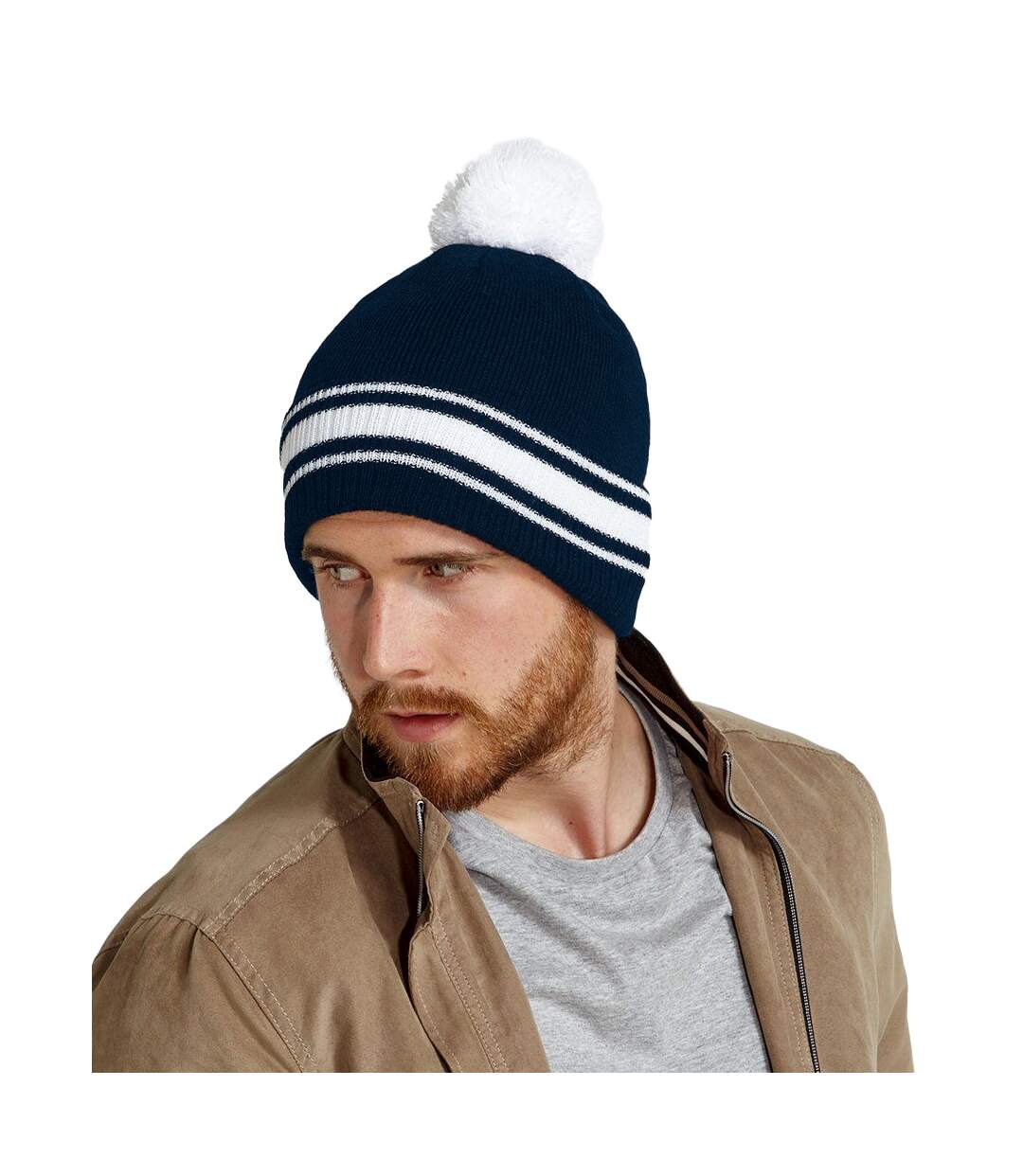 Beechfield Mens Stadium Beanie (French Navy/White)