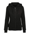 Build Your Brand Womens/Ladies Merch Zip Hoodie (Black)
