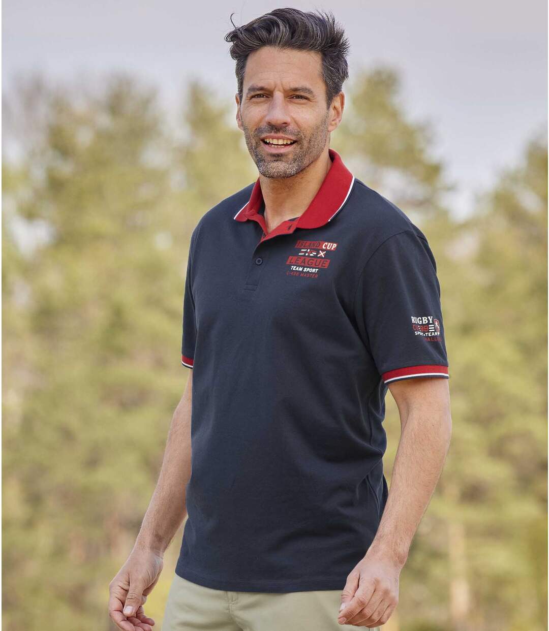 Pack of 2 Men's Piqué Polo Shirts - Navy White Atlas For Men