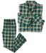 Men's Checked Flannel Pyjamas - Green White Ochre-1