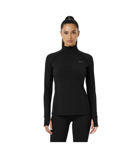 Womens/ladies Plain Long-sleeved Base Layer Top Black USA