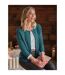 Womens/ladies Plain Cashmere Crew Neck Classic Cardigan Moonlight Ocean WoolOvers-1