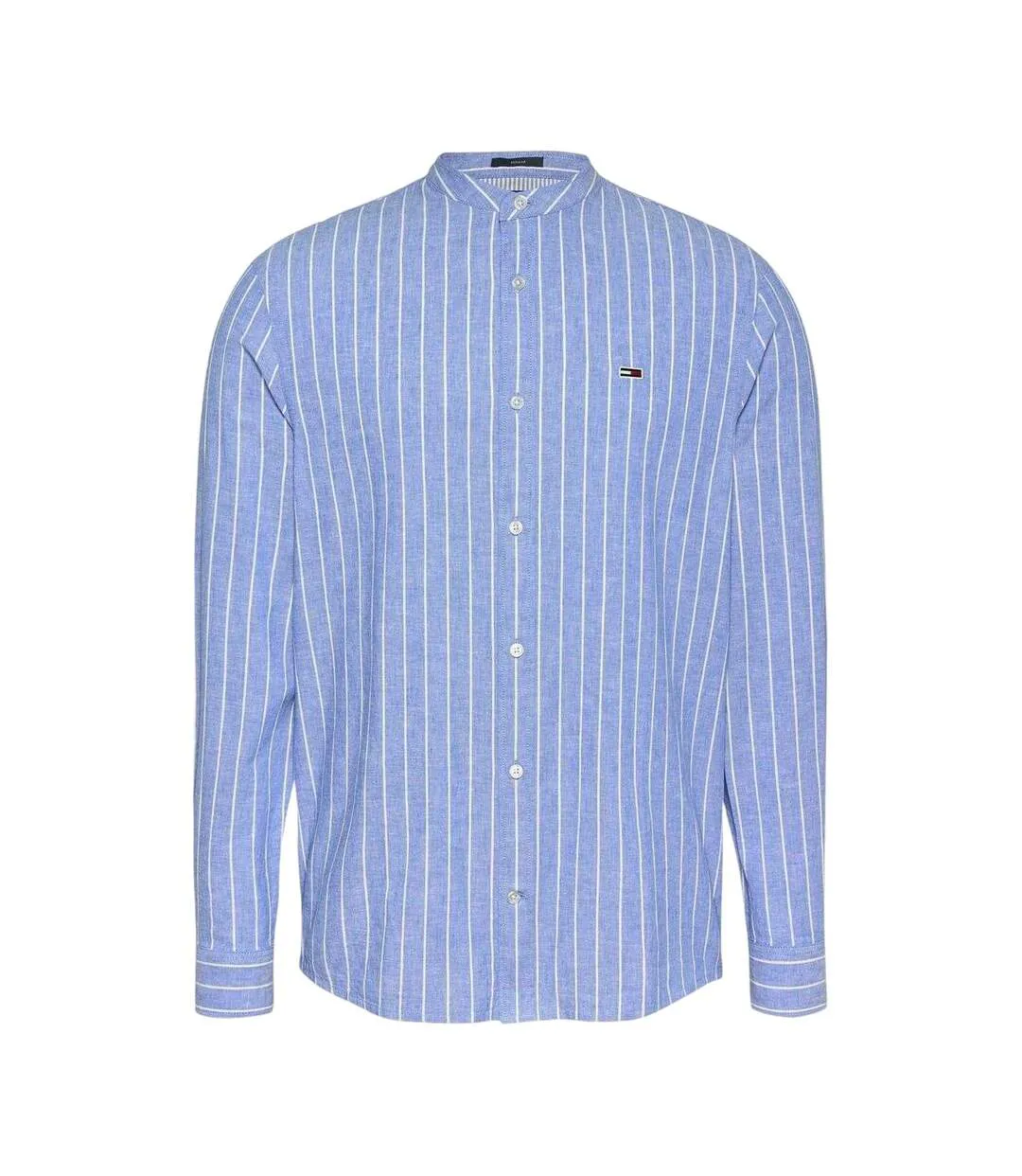 Mens Linen Long-sleeved Shirt Blue Ecru Tommy Jeans-2