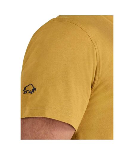 Mens Life Is An Adventure Mountain T-shirt Mustard Raging Bull