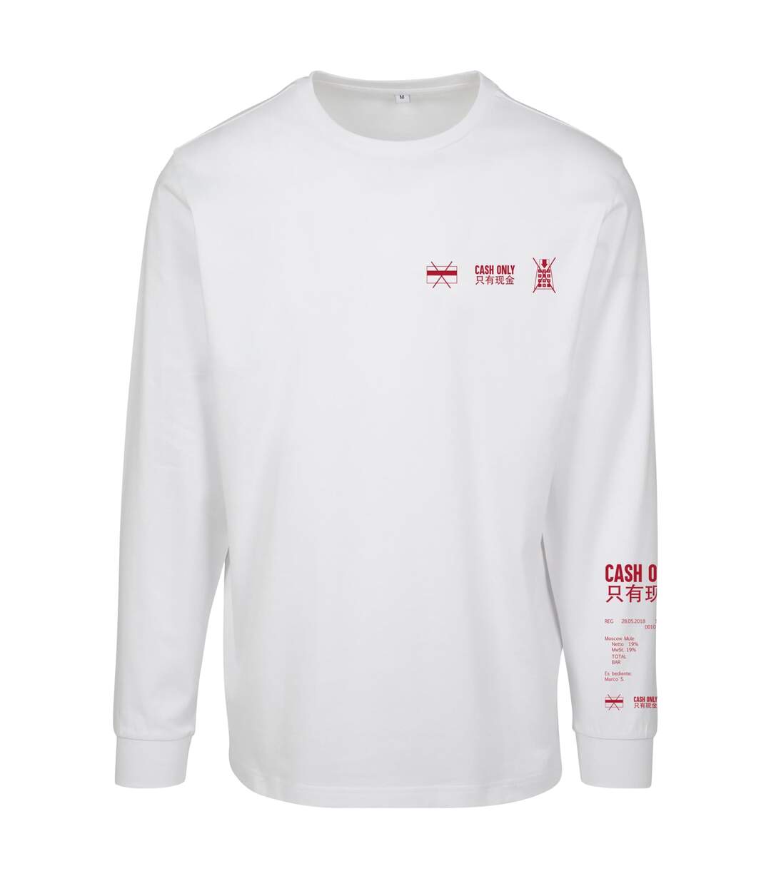 Mens Cash Only Long-sleeve T-shirt Blanc Mister Tee-2