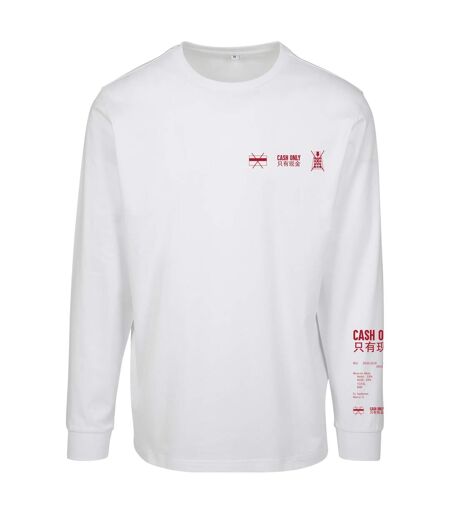 Mens Cash Only Long-sleeve T-shirt Blanc Mister Tee