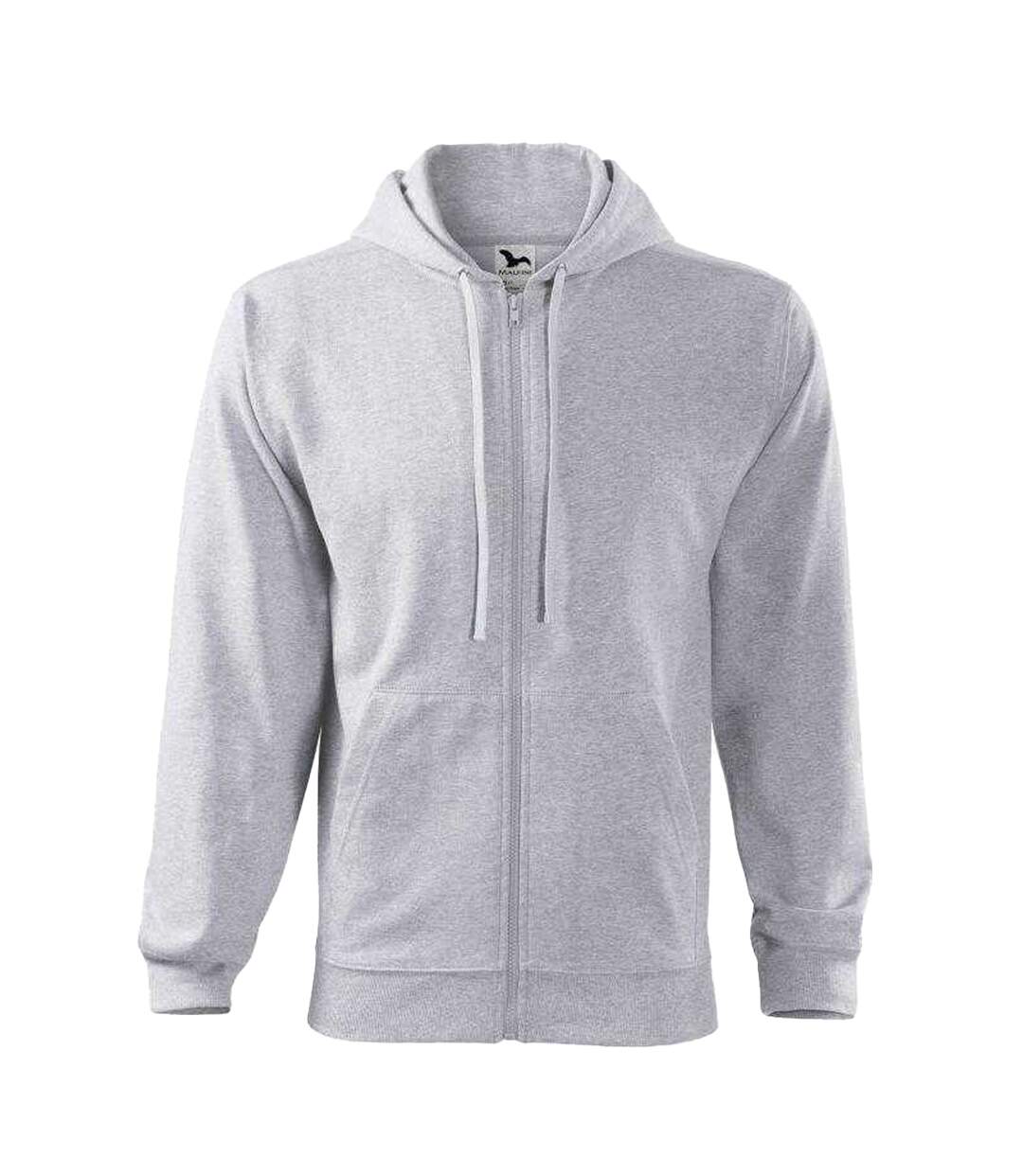 Mens Trendy Full Zip Hoodie Grey Malfini-1