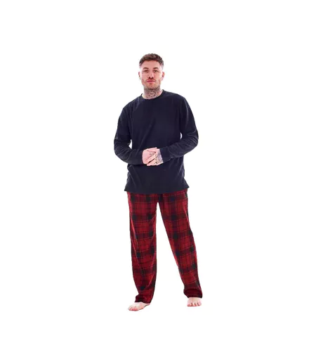 Ensemble De Pyjama Long Motif/style À Carreaux Homme Bleu Marine Rouge Keanu