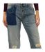 Women's long worn and torn effect denim pants 6Y5J13-5D2YZ