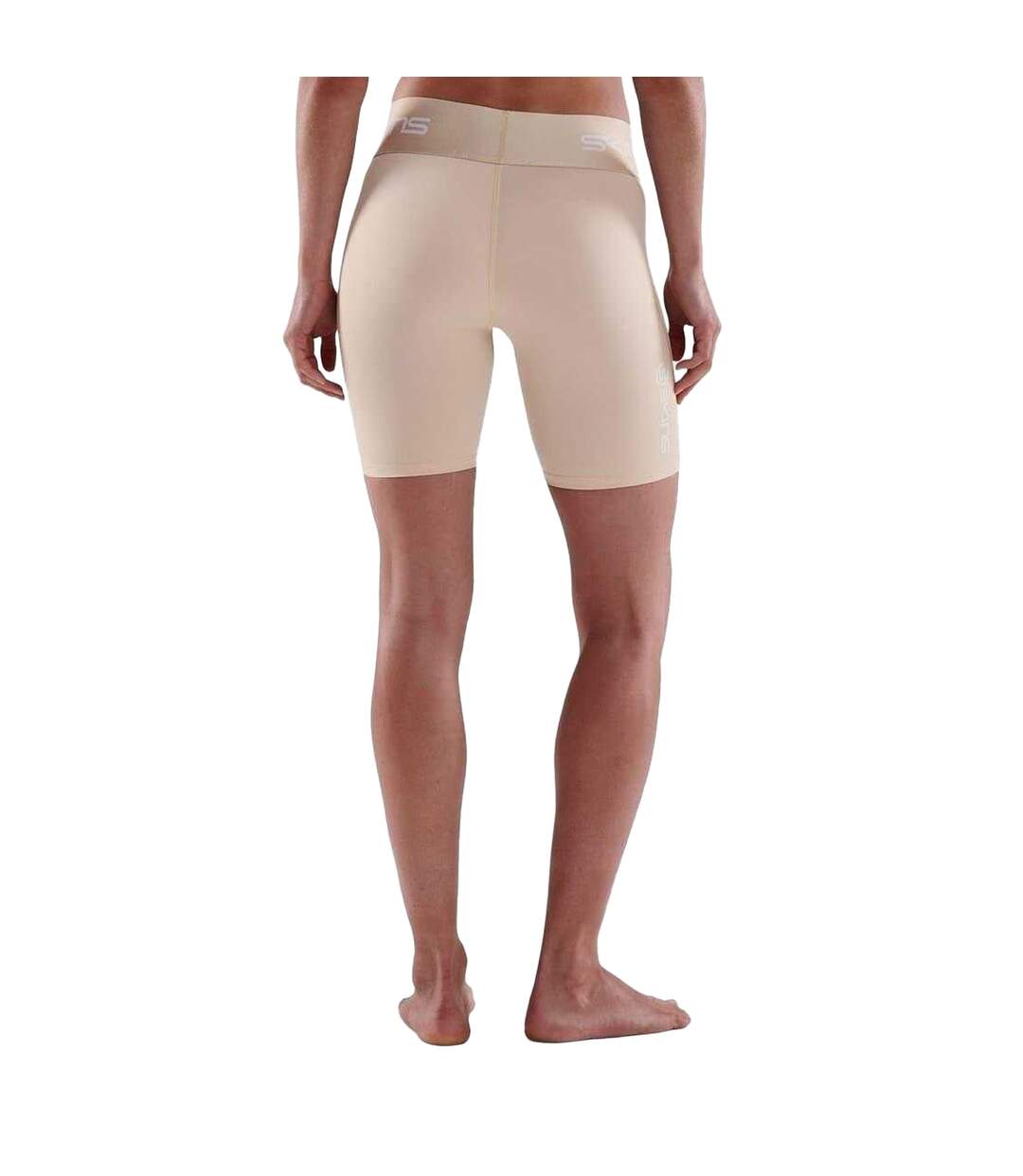Womens/ladies Series-1 Skinny Athletic Compression Shorts Beige Skins-2