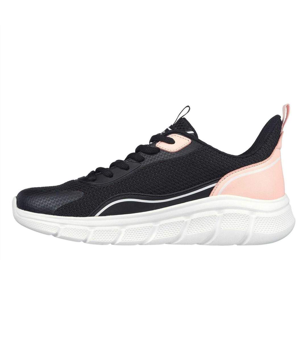 Womens/ladies Bobs Flex Trainers Black Pink Skechers-2