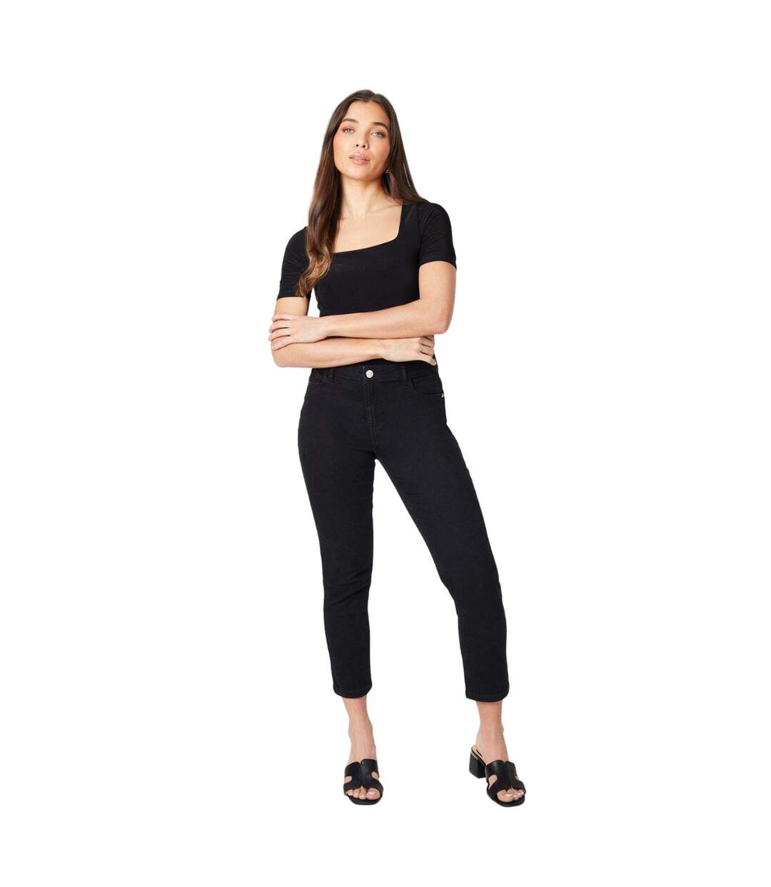 Womens/ladies Stretch Petite Slim Jeans Black Dorothy Perkins-1
