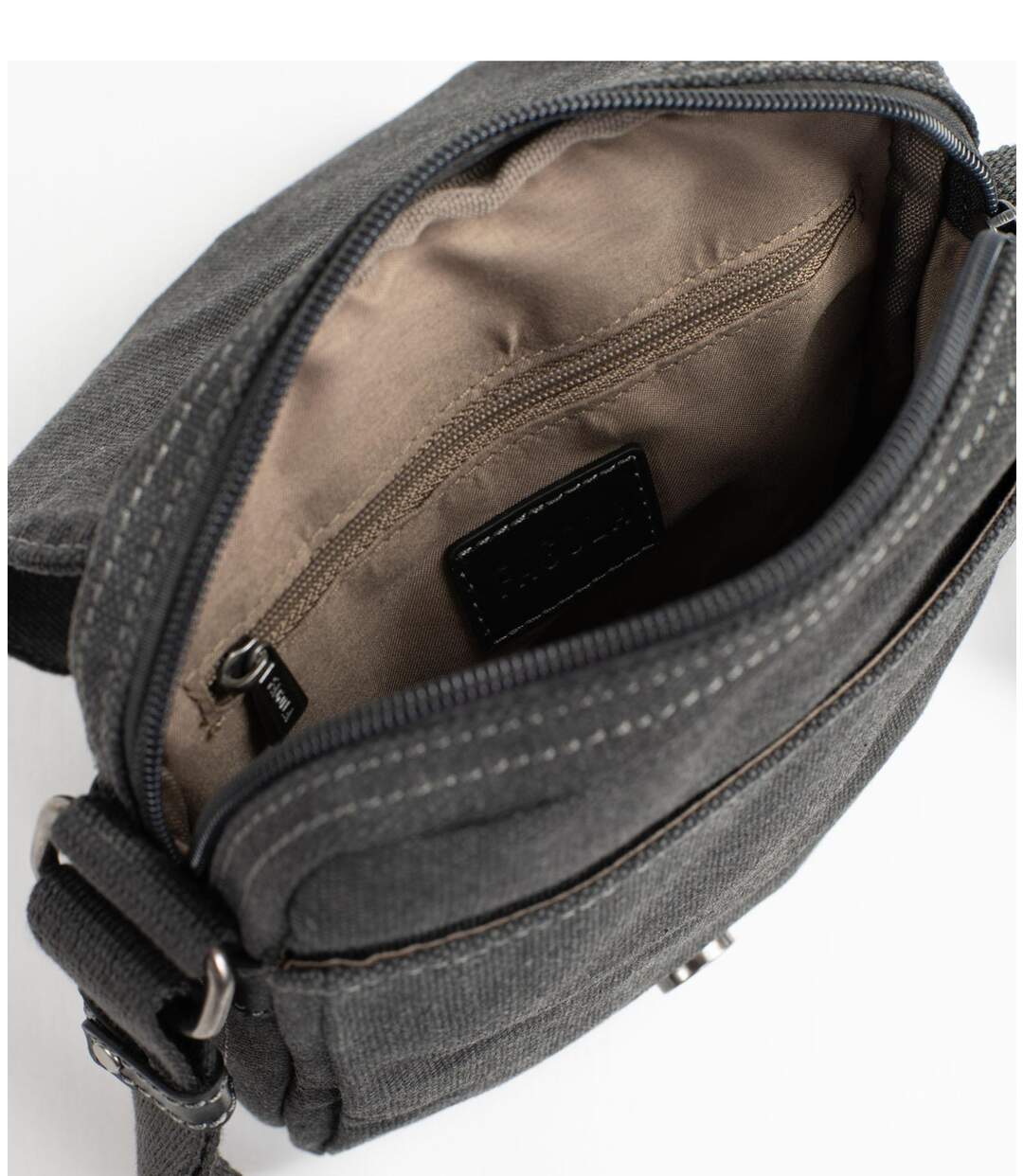 Sacoche bandoulière homme en toile et cuir noir - multi-poches - poignée et bandoulière réglable-5