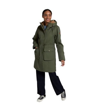 Womens/ladies Agnes Borg Lined Parka Khaki Green Animal