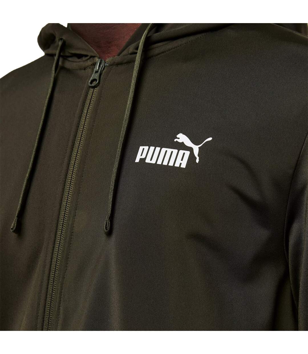 Mens Hooded Long-sleeved Tracksuit Set Khaki Green Puma-4