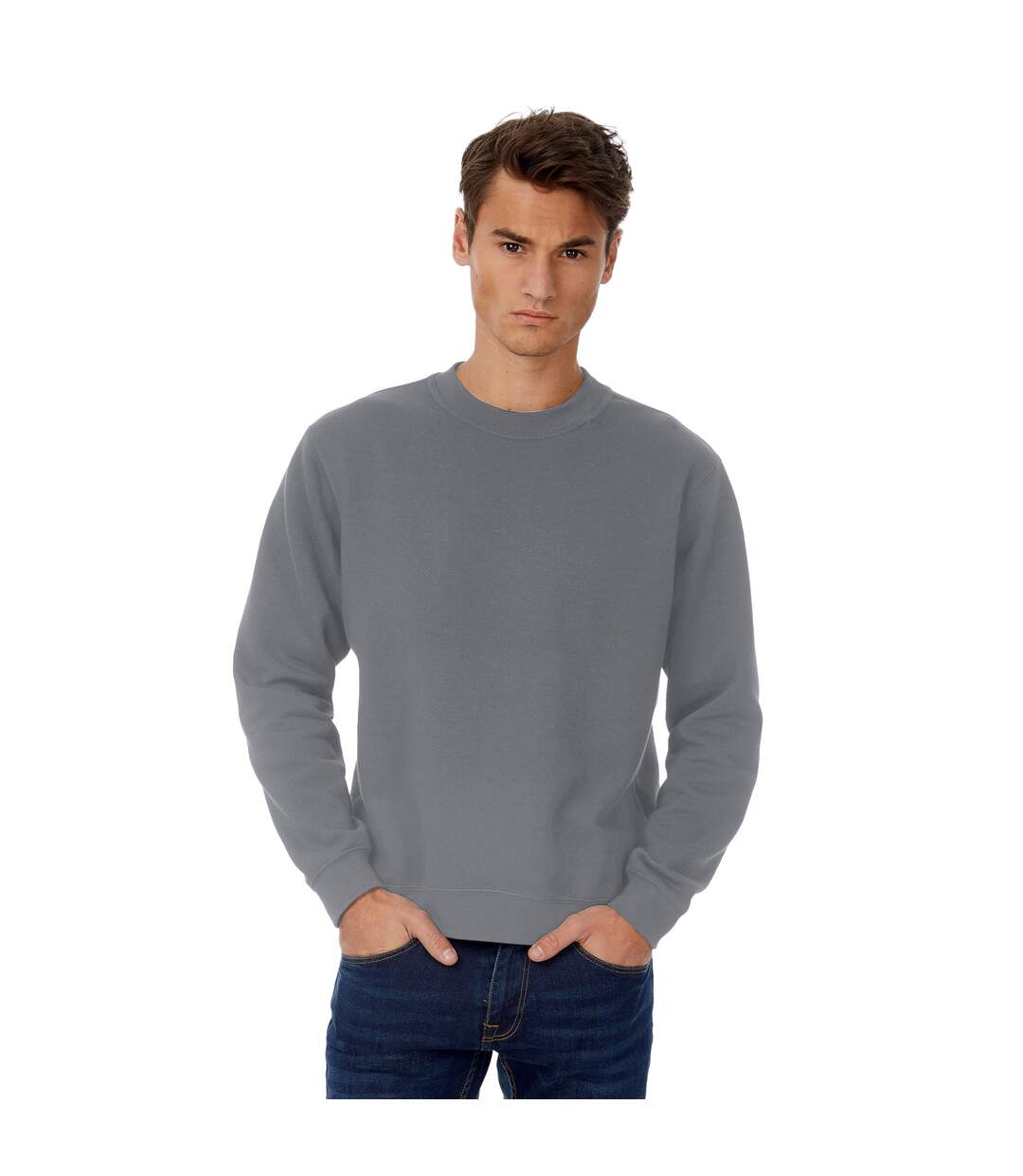 B&C Mens Set In Sweatshirt (Elephant Gray)