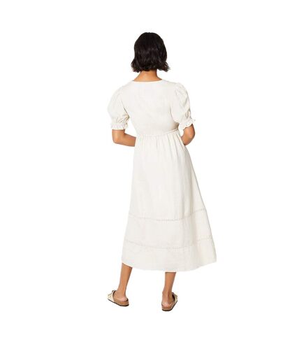 Womens/ladies broderie button front midi dress ivory Dorothy Perkins