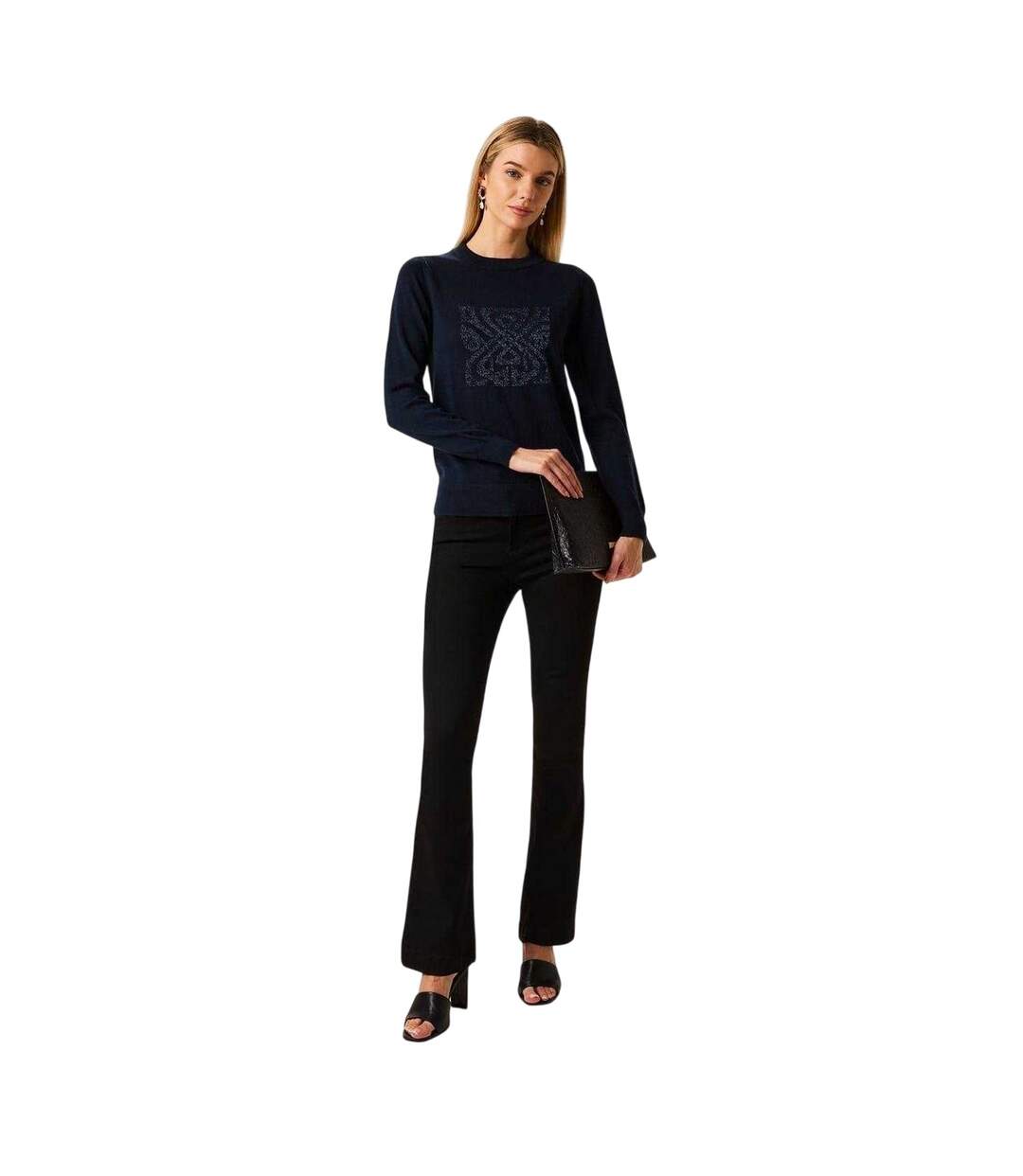 Pull Motif/style Logo Femme Bleu Marine Biba-4