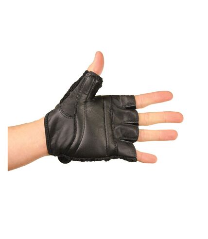 Mens leather mesh training gloves black Fitness Mad