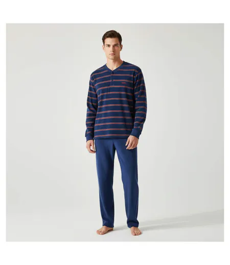 Pyjama Homme Hiver Polaire Doux RAYURE Z2654