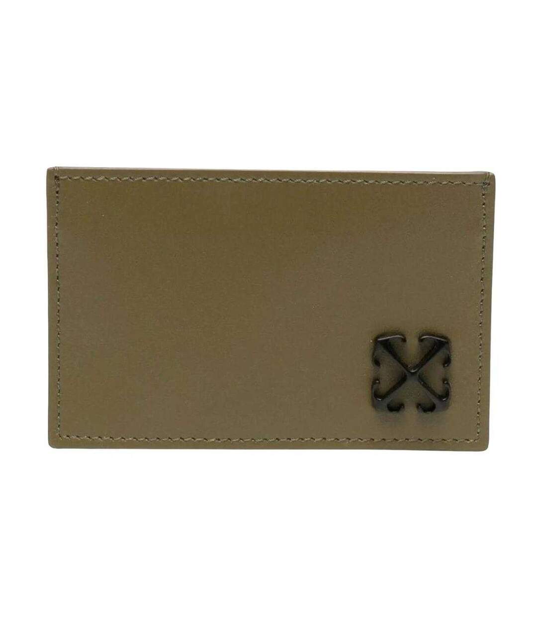 Jitney Leather Card Holder One Size Military Green Off-White-1