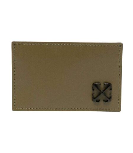 Jitney Leather Card Holder One Size Military Green Off-White