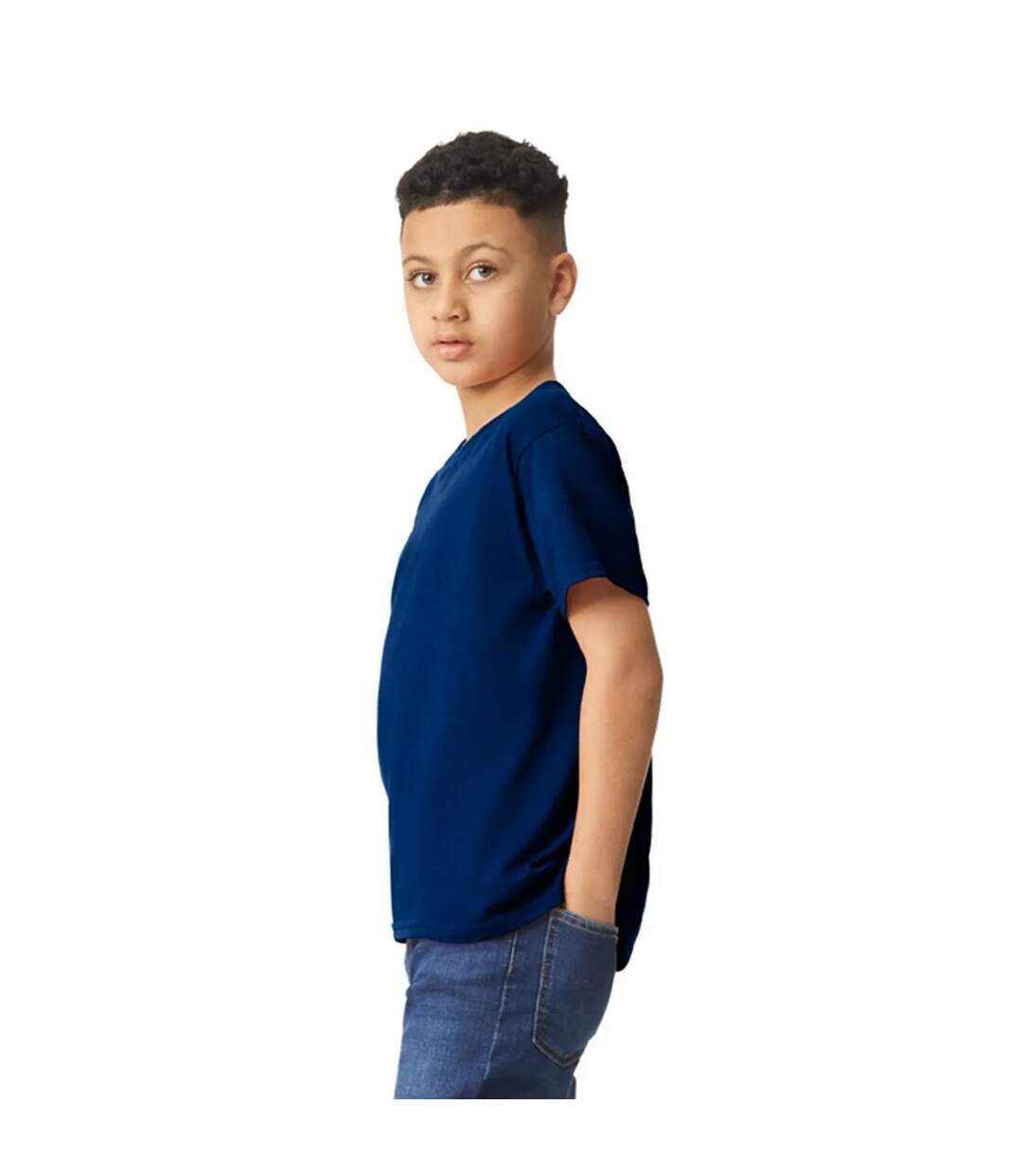T-shirt enfant bleu marine Gildan-3