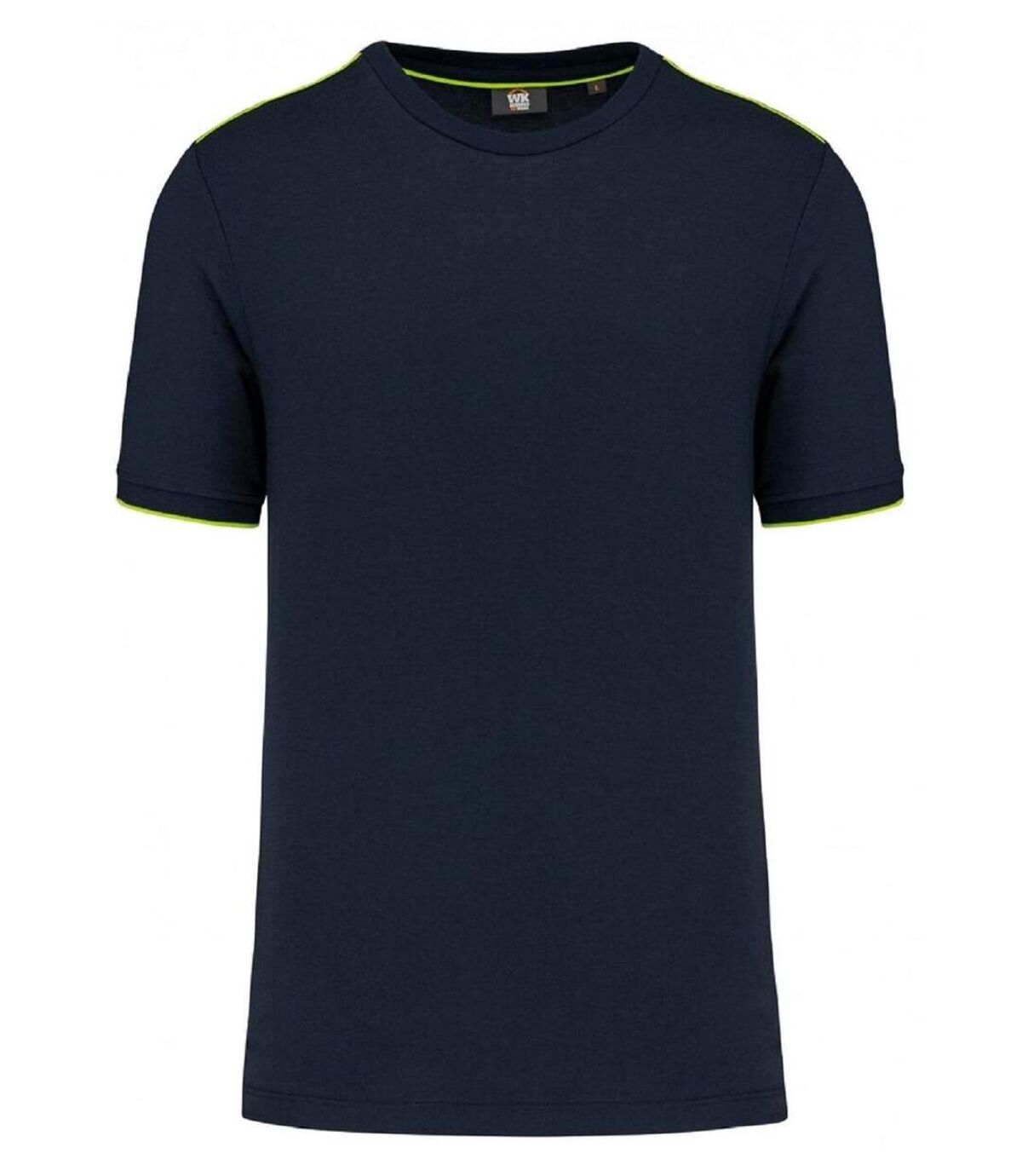 T-shirt professionnel DayToDay pour homme - WK3020 - bleu marine et jaune fluo