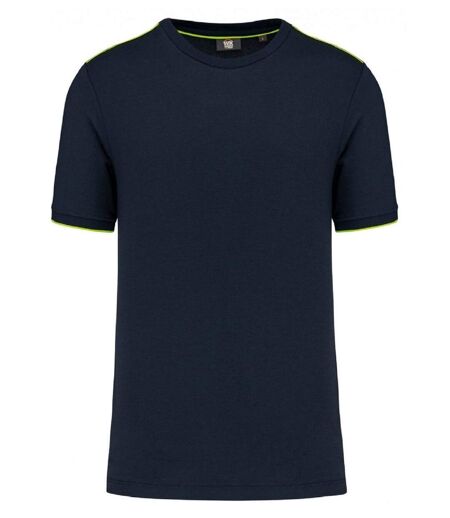 T-shirt professionnel DayToDay pour homme - WK3020 - bleu marine et jaune fluo