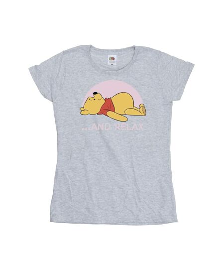 Disney T-shirt en coton relax Winnie The Pooh Femme/Ladies (Gris sportif) - UTBI44878