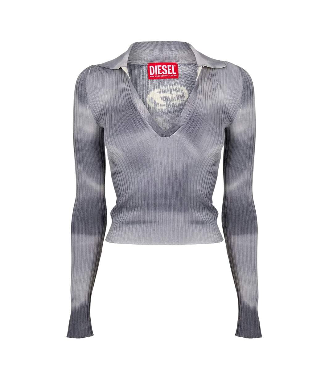 Womens/ladies Tie Dye Long-sleeved Sweater Top Grey Diesel-2
