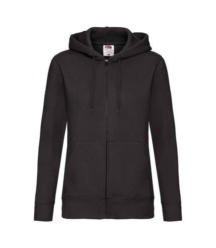 Womens/ladies premium hooded lady fit hoodie black Fruit of the Loom