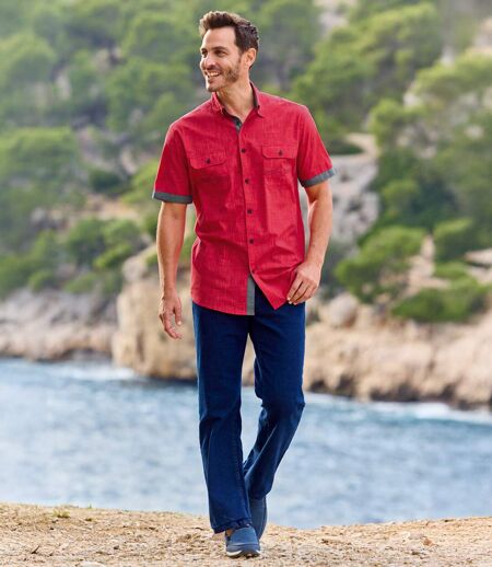 Men's Red Poplin Shirt