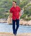 Men's Red Poplin Shirt-5