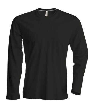 Kariban Mens Slim Fit Long Sleeve Crew Neck T-Shirt (Black) - UTRW709