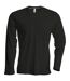 Kariban Mens Slim Fit Long Sleeve Crew Neck T-Shirt (Black)