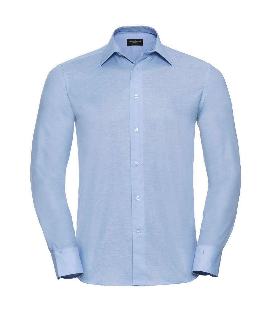 Mens Oxford Easy-care Tailored Long-sleeved Shirt Oxford Blue Russell Collection-1