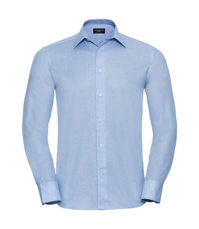 Mens Oxford Easy-care Tailored Long-sleeved Shirt Oxford Blue Russell Collection