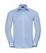 Mens Oxford Easy-care Tailored Long-sleeved Shirt Oxford Blue Russell Collection-1